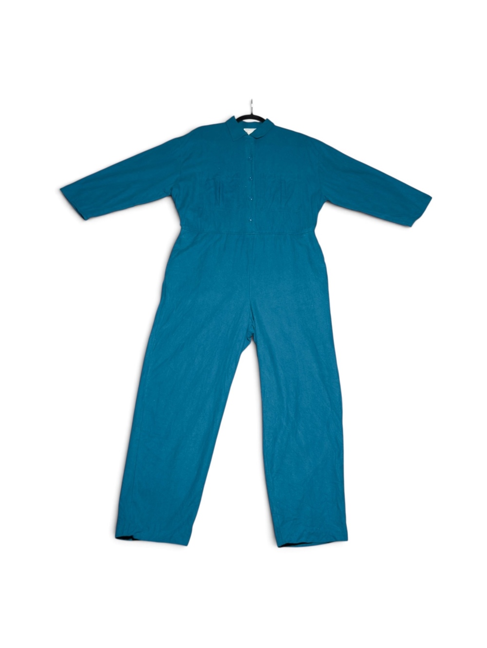Vintage Georgiou 100% Silk Teal Blue Jumpsuit Medium Made In Cyprus